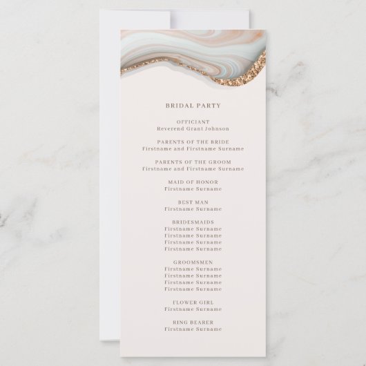 Agate Marble Texture Mariage programme de cérémoni (Dos)