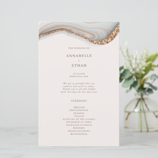 Agate Marble Wedding Ceremony Program (Staand voorkant)