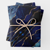 Agate Marine Bleu Marbre Or Feuilles de papier (En situation)