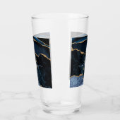 Agate Marine Bleu Marbre Or Monogramme Nom Verre (Gauche)