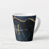Agate Marine Bleu Marbre Or Nom Lettre Latte Mug (Angle droit)
