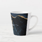 Agate Marine Bleu Marbre Or Nom Lettre Latte Mug (Droite)