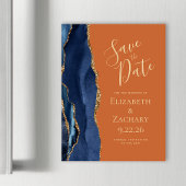 Agate Marine Bleu Or Brûlé Orange Carte magnétique