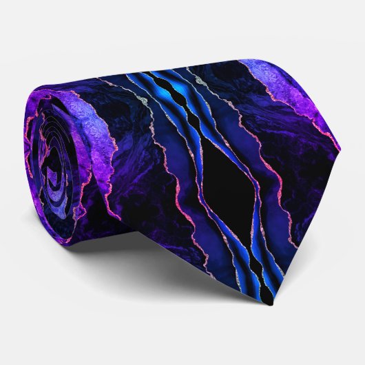 Agate Marine bleu violet or marbre Cravate (Roulé)