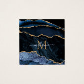 Agate Marine Blue Gold Gemstone Marble Nom du mono (Dos)