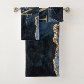 Agate Marine Blue Gold Gemstone Marble Nom du mono (En situation)