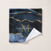 Agate Marine Blue Gold Gemstone Marble Nom du mono (Gant de toilette)