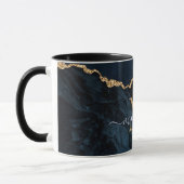 Agate Marine Blue Gold Marble Mug Nom personnalisé (Gauche)
