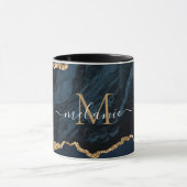 Agate Marine Marbre bleu or Votre nom Lettre Mug (Centre)