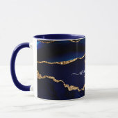 Agate Marine Marbre bleu or Votre nom Lettre Mug (Gauche)