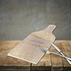 Agate marmer glitter beige goudmonogram snijplank