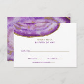 Agate mauve doré Invitations de mariage rsvp (Devant / Derrière)