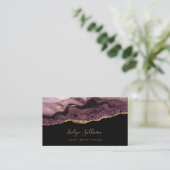 Agate mauve foncée sur carte de visite noir (Debout devant)