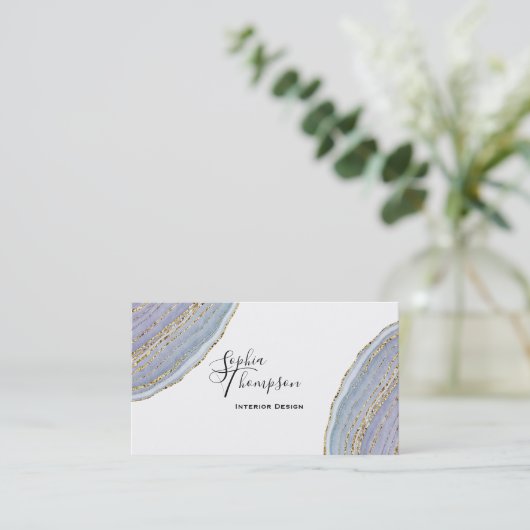 Agate moderne de Geode de lavande d'or - carte de (Debout devant)