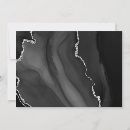 Agate moderne en argent noir Enregistrer la carte (Dos)