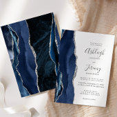 Agate moderne Marine Blue Silver Faire-part de mar