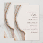 Agate naturel Marbre Baptême Invitation (Devant / Derrière)