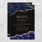 Agate Navy Blauw Vrijgezellenfeest Luncheon Gold I Kaart (Voorkant / Achterkant)