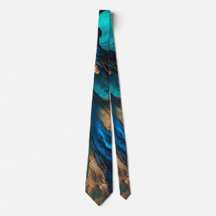 Agate Navy Blauwe Gouden Edelsteen Marmer Geode Lu Stropdas