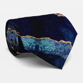 Agate Navy Blue Glitter Marble Stropdas Gift (Opgerold)