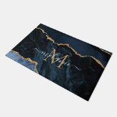 Agate Navy Blue Glitter Name Monogram Doormat Deurmat (Schuin)
