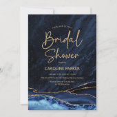 Agate Navy Blue Gold Bridal Shower Kaart (Voorkant)