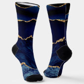 Agate Navy Blue Gold Marble Gemstone Socks Gift Sokken (Gebogen)