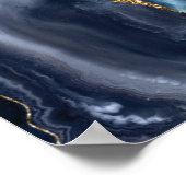 Agate Navy Blue Gold Marble Wedding Welkom Poster (Hoek)