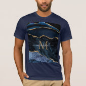 Agate Navy Blue Gold Modern T-Shirt - Monogram (Voorkant)