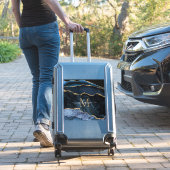 Agate Navy Blue Gold Nom personnalisé Sticker (Valise Insitu)