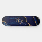 Agate Navy Blue Gold Votre nom Lettre Skateboard (Horz)