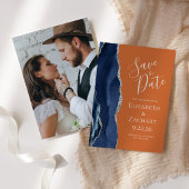 Agate Navy Blue Silver Burnt Sinaasappel Save the Kaart