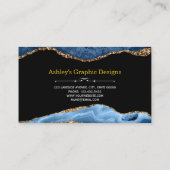 Agate Navy en Gold Faux Glitter Visitekaartje (Achterkant)