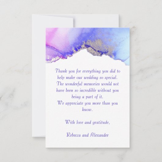 Agate Paarse bruiloft bedankkaart (Achterkant)