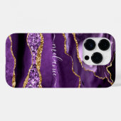 Agate Paarse Gouden Glitter Aangepaste Naam iPhone Case-Mate iPhone Case (Achterkant (horizontaal))