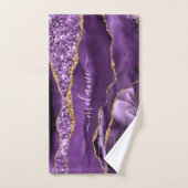 Agate Paarse Violet Gold Glitter Geode Name Bad Handdoek (Handdoek)
