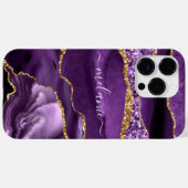 Agate Paarse Violet Gold Marble Jouw naam Gift Case-Mate iPhone Case (Achterkant (horizontaal))