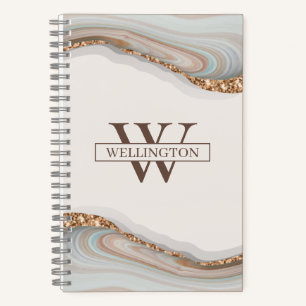 Agate Pierre Marbre Monogramme Nom Carnet