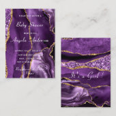 Agate Purple Gold Baby Girl Douche Invitation (Devant / Derrière)