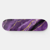 Agate Purple Gold Glitter Your Name Skateboard (Horz)