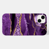 Agate Purple Gold Marble Nom personnalisé coque ip (Verso (horizontal))