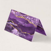 Agate Purple Gold QR Code Carte de visite (Dos)