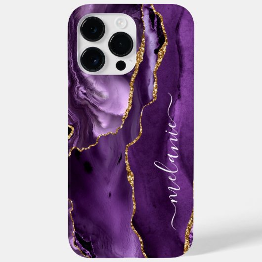 Agate Purple Gold Votre nom coque iphone Cadeau (Verso)