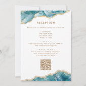 Agate QR-code turquoise teal goud bruiloft Kaart (Achterkant)