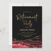 Agate Red Black Gold Retirement Party Kaart (Voorkant)