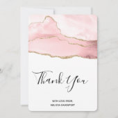 Agate rose vierge avec Merci à ruban or (Devant)