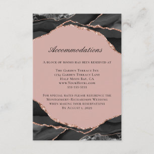 Agate Roze Goud Folie Trouwaccommodaties Informatiekaartje