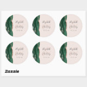 Agate Script Emerald Green Roos Gold Blush Wedding Ronde Sticker (Vel)