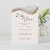 Agate Stone Marble Baby shower Invitation Kaart (Staand voorkant)