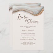 Agate Stone Marble Baby shower Invitation Kaart (Voorkant / Achterkant)